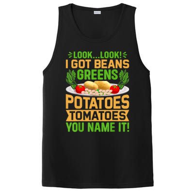 Look Look I Got Beans Greens Potatoes Tomatoes You Name It PosiCharge Competitor Tank