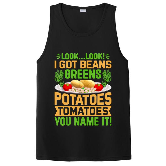 Look Look I Got Beans Greens Potatoes Tomatoes You Name It PosiCharge Competitor Tank