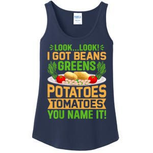 Look Look I Got Beans Greens Potatoes Tomatoes You Name It Ladies Essential Tank