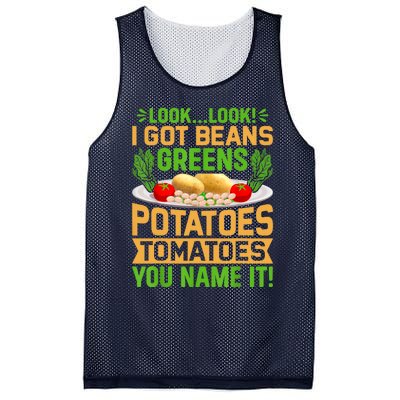 Look Look I Got Beans Greens Potatoes Tomatoes You Name It Mesh Reversible Basketball Jersey Tank