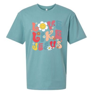 Love Like Jesus Religious God Christian Vintage Retro Sueded Cloud Jersey T-Shirt