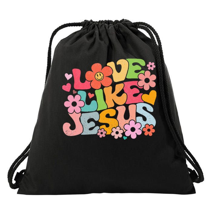 Love Like Jesus Christian Bible Verse Trendy Floral Drawstring Bag