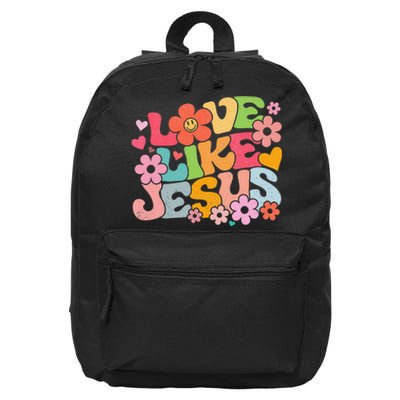 Love Like Jesus Christian Bible Verse Trendy Floral 16 in Basic Backpack