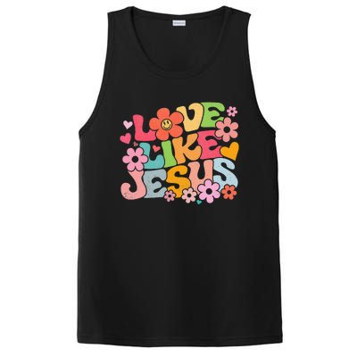 Love Like Jesus Christian Bible Verse Trendy Floral PosiCharge Competitor Tank