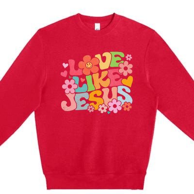 Love Like Jesus Christian Bible Verse Trendy Floral Premium Crewneck Sweatshirt