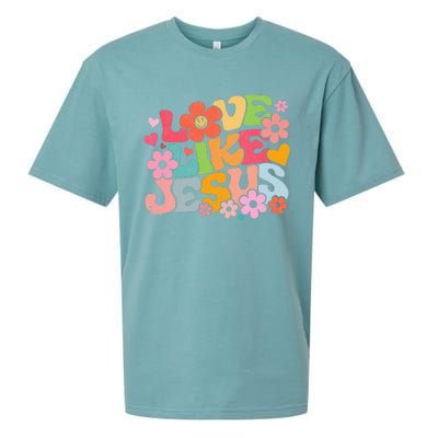 Love Like Jesus Christian Bible Verse Trendy Floral Sueded Cloud Jersey T-Shirt