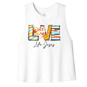 Love Like Jesus Fall For Jesus Pumpkin Thanksgiving Women's Racerback Cropped Tank