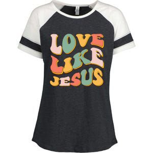 Love Like Jesus Graphic Tee Enza Ladies Jersey Colorblock Tee