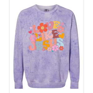 Love Like Jesus Christian Bible Verse Trendy Floral Heart Colorblast Crewneck Sweatshirt