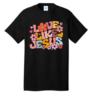 Love Like Jesus Christian Bible Verse Trendy Floral Heart Tall T-Shirt