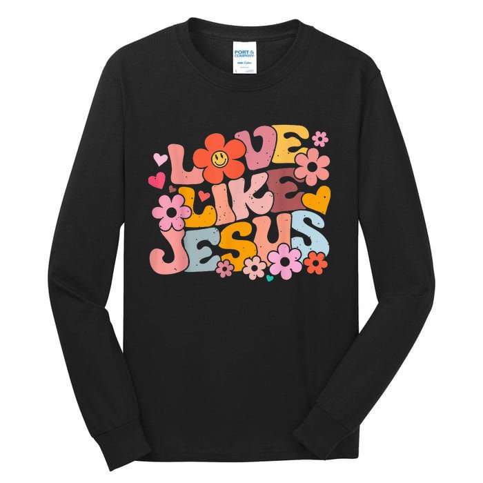 Love Like Jesus Christian Bible Verse Trendy Floral Heart Tall Long Sleeve T-Shirt