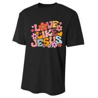 Love Like Jesus Christian Bible Verse Trendy Floral Heart Performance Sprint T-Shirt