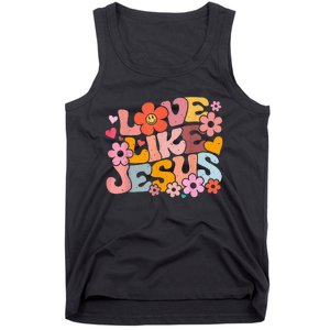 Love Like Jesus Christian Bible Verse Trendy Floral Heart Tank Top