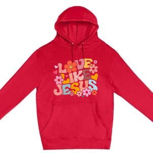 Love Like Jesus Christian Bible Verse Trendy Floral Heart Premium Pullover Hoodie