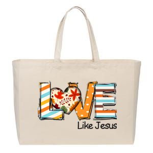 Love Like Jesus Fall Thanksgiving Christian Cotton Canvas Jumbo Tote