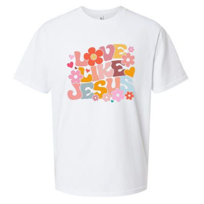 Love Like Jesus Christian Bible Verse Trendy Floral Sueded Cloud Jersey T-Shirt