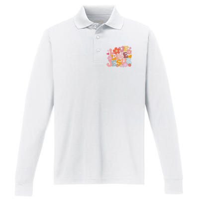 Love Like Jesus Christian Bible Verse Trendy Floral Performance Long Sleeve Polo