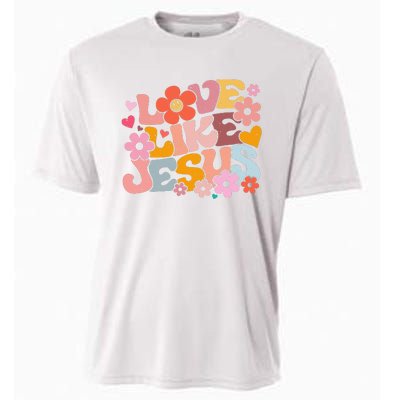 Love Like Jesus Christian Bible Verse Trendy Floral Cooling Performance Crew T-Shirt