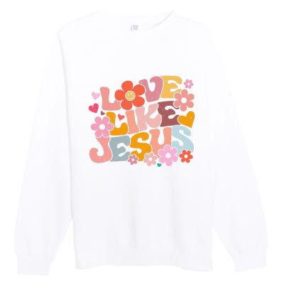 Love Like Jesus Christian Bible Verse Trendy Floral Premium Crewneck Sweatshirt