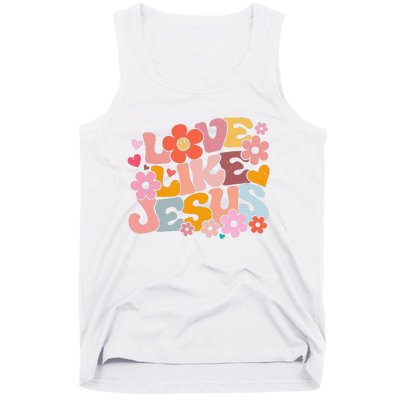 Love Like Jesus Christian Bible Verse Trendy Floral Tank Top