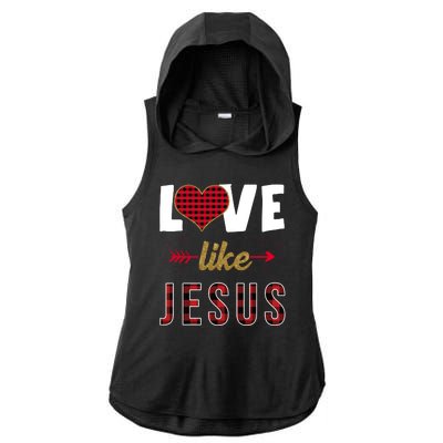 Love Like Jesus Cute Leopard Ladies PosiCharge Tri-Blend Wicking Draft Hoodie Tank