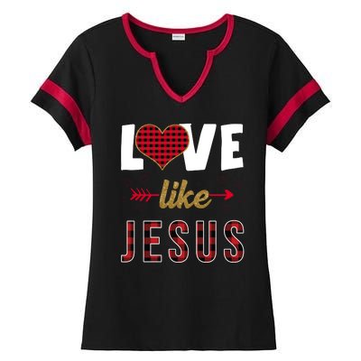 Love Like Jesus Cute Leopard Ladies Halftime Notch Neck Tee