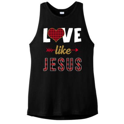 Love Like Jesus Cute Leopard Ladies PosiCharge Tri-Blend Wicking Tank