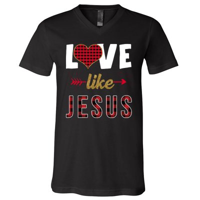 Love Like Jesus Cute Leopard V-Neck T-Shirt