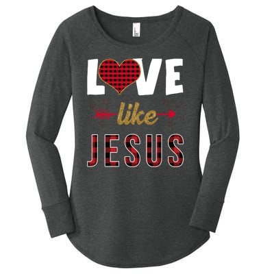 Love Like Jesus Cute Leopard Women's Perfect Tri Tunic Long Sleeve Shirt