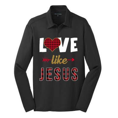 Love Like Jesus Cute Leopard Silk Touch Performance Long Sleeve Polo