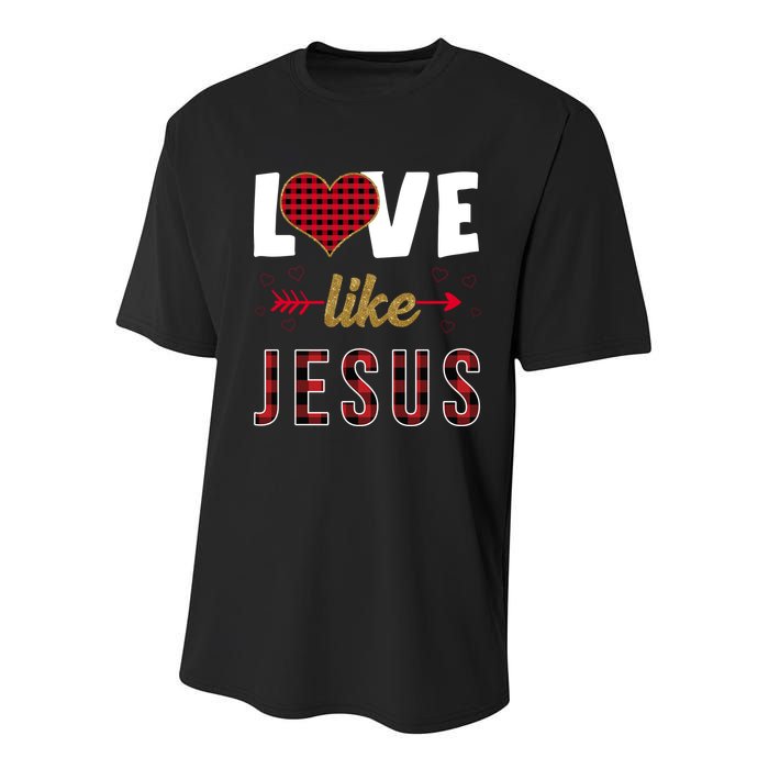 Love Like Jesus Cute Leopard Youth Performance Sprint T-Shirt