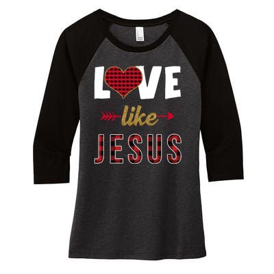 Love Like Jesus Cute Leopard Women's Tri-Blend 3/4-Sleeve Raglan Shirt