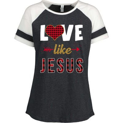 Love Like Jesus Cute Leopard Enza Ladies Jersey Colorblock Tee