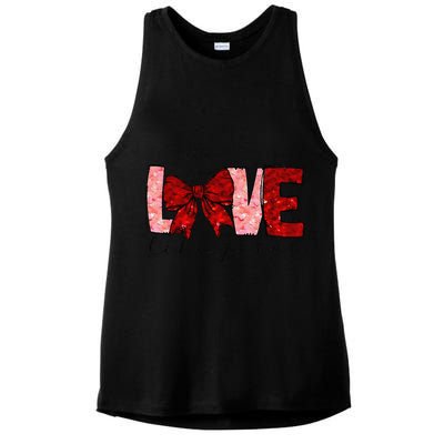 Love Like Jesus Coquette Bow Valentine Ladies PosiCharge Tri-Blend Wicking Tank