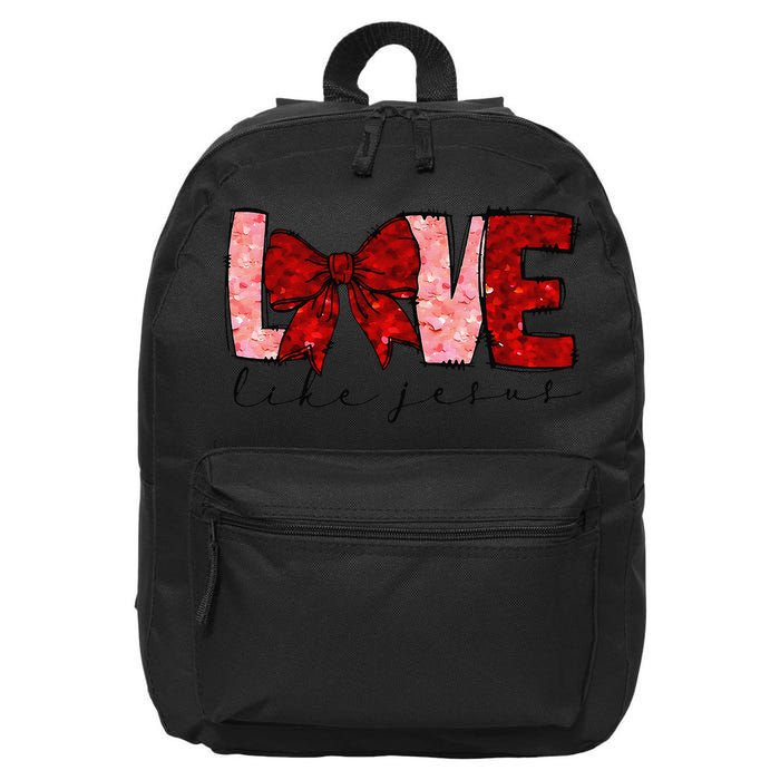 Love Like Jesus Coquette Bow Valentine 16 in Basic Backpack