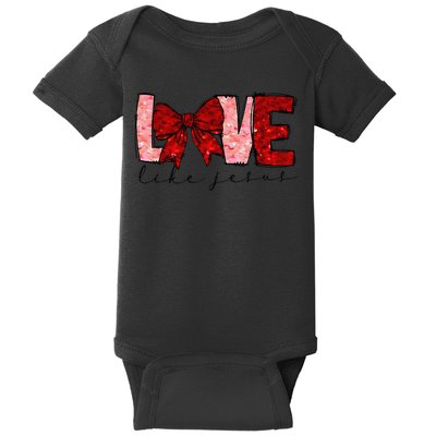 Love Like Jesus Coquette Bow Valentine Baby Bodysuit