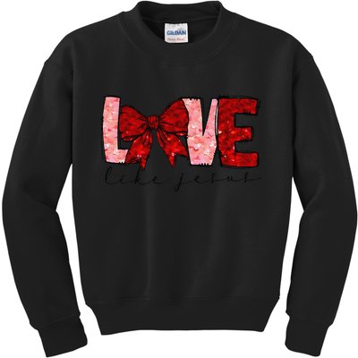 Love Like Jesus Coquette Bow Valentine Kids Sweatshirt