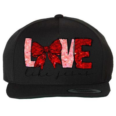 Love Like Jesus Coquette Bow Valentine Wool Snapback Cap