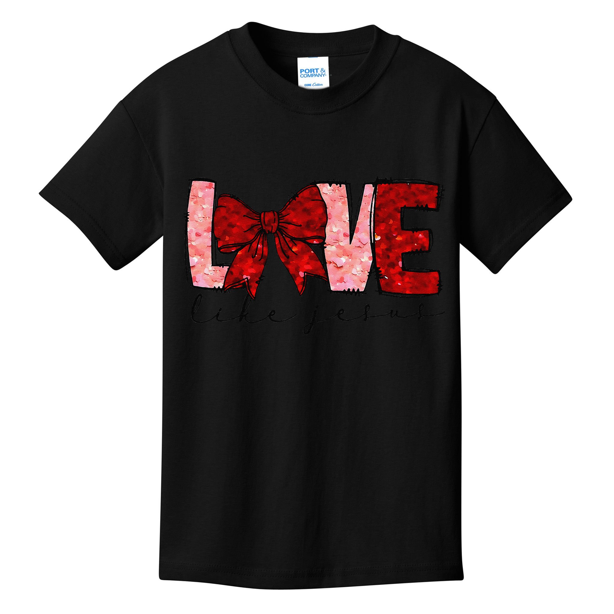 Love Like Jesus Coquette Bow Valentine Kids T-Shirt