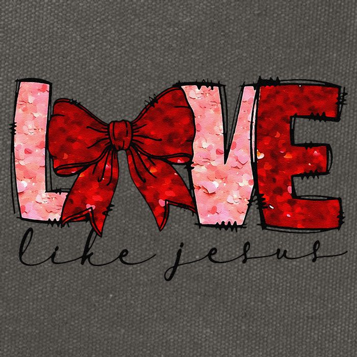 Love Like Jesus Coquette Bow Valentine Cotton Canvas Backpack