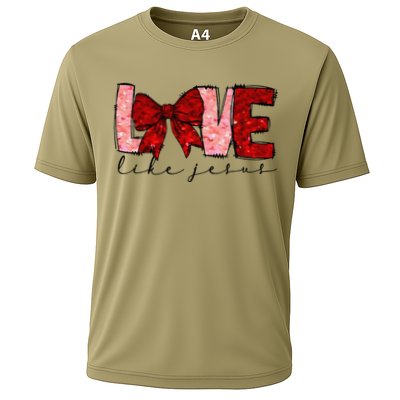 Love Like Jesus Coquette Bow Valentine Cooling Performance Crew T-Shirt
