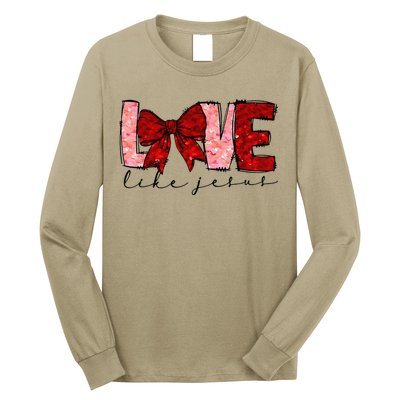 Love Like Jesus Coquette Bow Valentine Long Sleeve Shirt