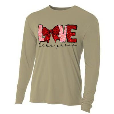 Love Like Jesus Coquette Bow Valentine Cooling Performance Long Sleeve Crew