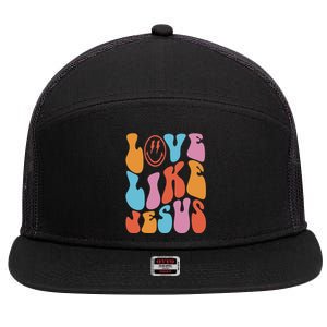 Love Like Jesus Smile Face Aesthetic Trendy Clothing 7 Panel Mesh Trucker Snapback Hat