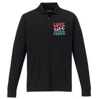 Love Like Jesus Religious God Hoodie With Words On Back Performance Long Sleeve Polo