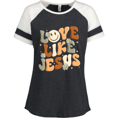 Love Like Jesus Religious God Christian Enza Ladies Jersey Colorblock Tee