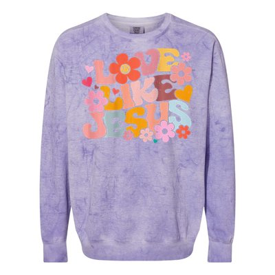 Love Like Jesus Christian Bible Verse Trendy Floral Heart Colorblast Crewneck Sweatshirt