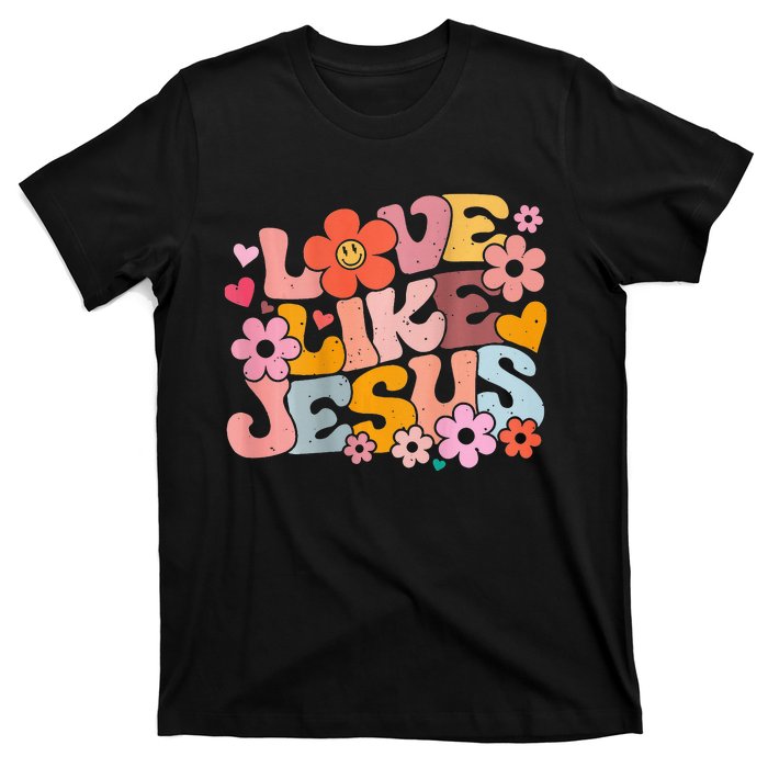 Love Like Jesus Christian Bible Verse Trendy Floral Heart T-Shirt