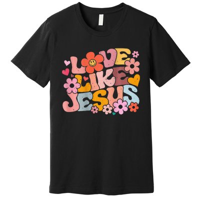 Love Like Jesus Christian Bible Verse Trendy Floral Heart Premium T-Shirt