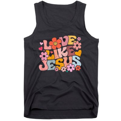 Love Like Jesus Christian Bible Verse Trendy Floral Heart Tank Top